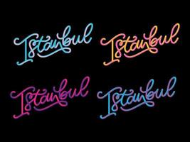 Estanbul. letras a mano. logotipo vectorial de estambul en color negro con gaviotas sobre fondo blanco. productos de recuerdo, emblema de pancarta, blog de viajes en redes sociales, folleto, volante. ilustración digital. vector