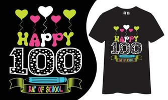 Happy 100-day of school colorful typography vector t-shirt design.