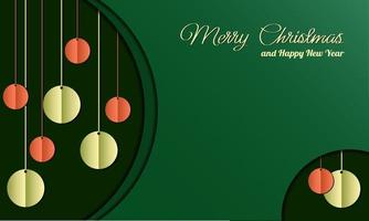 Christmas paper background with paper Christmas balls. Shades. Vector design. Style. Template. Postcard. Invitation. Web. Typography.