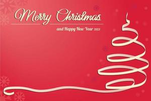 Christmas red background with stylized Christmas tree and lettering. Translucent circles in the background. Template for cards, invitations, typography. Vector. EPS10. Web vector