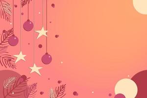 Pink New Year and Christmas 2023 background for greeting cards or invitations with circular patterns, stars, balloons and Christmas tree paws. Vector for design without text. EPS10