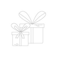 Doodle Christmas winter symbol. Black and white gifts boxes. vector