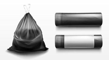 Black plastic bag for trash, garbage and rubbish vector