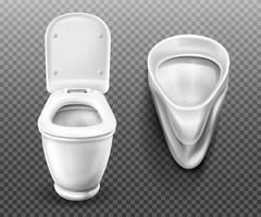 Toilet bowl and urinal for modern male WC vector