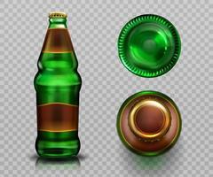 vista superior e inferior de la botella de cerveza, bebida alcohólica vector
