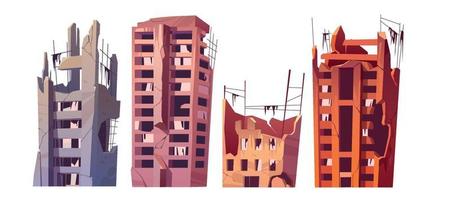 Destroyed city buildings after war or disaster vector