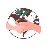 World Soil Day. Importance of healthy soil and soil resources. Palms with soil. Greener the world environment. Vector illustration