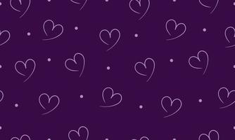 Seamless pattern of purple hearts and polka dots on a purple background vector