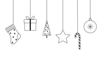 Hanging Christmas decorations on a white background vector