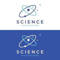 Modern science particle or molecule element logo design. Logo for science,atom,biology,technology,physics,lab. vector