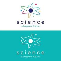 Modern science particle or molecule element logo design. Logo for science,atom,biology,technology,physics,lab. vector