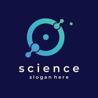 Modern science particle or molecule element logo design. Logo for science,atom,biology,technology,physics,lab. vector