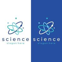 Modern science particle or molecule element logo design. Logo for science,atom,biology,technology,physics,lab. vector