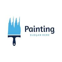 diseño creativo de plantilla de logotipo de pintura de casa y pincel abstracto. con signo de pincel y pinceladas modernas en colores coloridos. logotipo para empresa, empresa de pintura y taller de pintura. vector