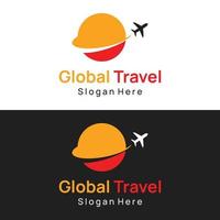 diseño de plantilla de logotipo de agencia de billetes de avión, vacaciones, viajes en verano aislado en segundo plano. logotipo para negocios, marca, agencia y viajes.