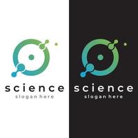 Modern science particle or molecule element logo design. Logo for science,atom,biology,technology,physics,lab. vector