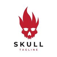 Fire skull head logo template with horns, warrior, dark,strong, tattoo,vintage logo. vector