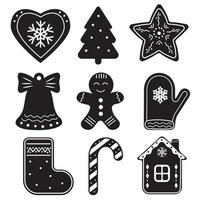 iconos de galletas de navidad. galletas y galletas de navidad postres productos de panadería conjunto de vectores