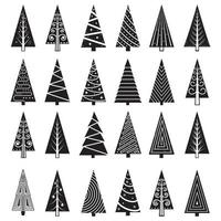 Set of christmas tree doodle illustration Hand drawn Sketch line vector