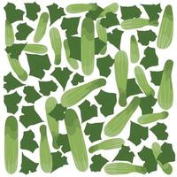 Cucumber print pattern wallpaper design with cucumber leaves for kitchen wallpaper design vector