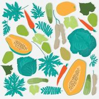 papel pintado estampado de verduras en un colorido diseño plano para el diseño de fondo de la cocina vector