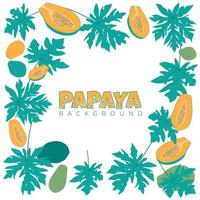 fondo de naturaleza verde naranja con diseño de papaya y hoja de papaya vector