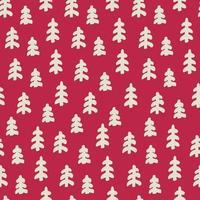 Seamless pattern in Color of The Year, Viva Magenta. Hand drawn baubles decorated with patterns in Scandinavian style. Christmas, New Year, winter holidays concept. vector