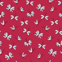 Seamless pattern. Hand drawn Fika koffe cups decorated with patterns in Scandinavian style in Color of The Year, Viva Magenta. For wrapping paper, other design projects vector