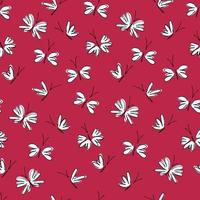 Seamless pattern. Hand drawn Fika koffe cups decorated with patterns in Scandinavian style in Color of The Year, Viva Magenta. For wrapping paper, other design projects vector