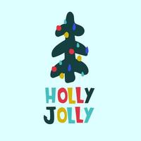 Christmas greeting card design template. Merry Christmas, Holly Jolly, Yappy New Year,  hand lettering vector