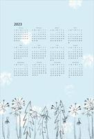 Calendar vector template for year 2023