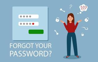 The woman forgot her personal data. the concept of a web screensaver with a forgotten password. vector