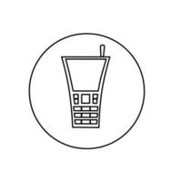 Walkie-talkies linear icon of the walkie-talkie. Fine line illustration. The phone outline symbol. Isolated vector sketch for social networks