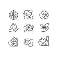 Ecology protection program pixel perfect linear icons set. Save nature. Sustainable industry facilities. Customizable thin line symbols. Isolated vector outline illustrations. Editable stroke