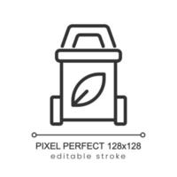 Garbage sorting pixel perfect linear icon. Waste materials recycling. Eco friendly technology. Thin line illustration. Contour symbol. Vector outline drawing. Editable stroke