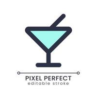 Bar pixel perfect RGB color ui icon. Drinking cocktail. Hotel. Public place. Simple filled line element. GUI, UX design for mobile app. Vector isolated pictogram. Editable stroke