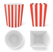 Striped bucket for popcorn, hen wings or legs pack vector