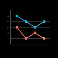 Wildlife population infographic line chart design template for dark theme. Number of animals. Editable infochart with markers. Visual data presentation vector