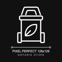 Garbage sorting pixel perfect white linear icon for dark theme. Recycling. Isolated vector illustration. Thin line illustration. Isolated symbol for night mode. Editable stroke