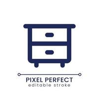 Nightstand pixel perfect linear ui icon. Bedroom arrangement. Piece of furniture. GUI, UX design. Outline isolated user interface element for app and web. Editable stroke vector