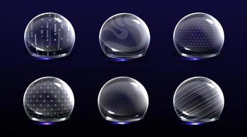 Force shield bubbles, various energy glow spheres vector
