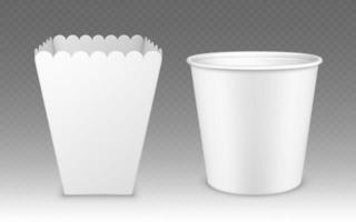 Blank bucket for popcorn, hen wings or legs mockup vector