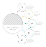 plantilla de diseño de gráfico infográfico de departamentos de negocios. infochart editable con iconos. Gráficos instructivos con secuencia de 5 pasos. presentación de datos visuales vector