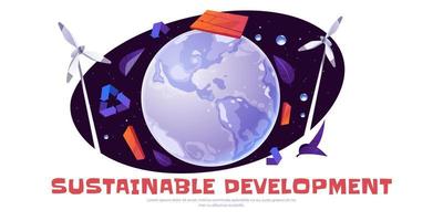 banner de desarrollo sostenible con globo terráqueo vector
