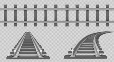 rieles vectoriales, ferrocarril recto y de giro vector