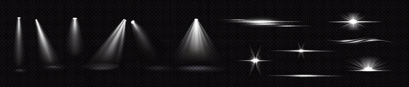 Light beams from spotlights and flashes vector