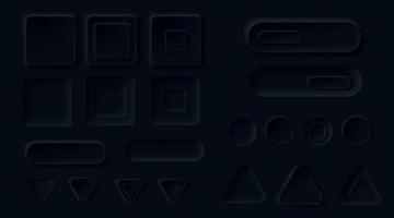 Neumorphic black buttons for dark ui application vector