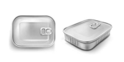 Sardine tin can with pull ring mockup top view vector