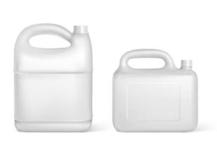 Plastic canisters, white jerrycan isolated bottles vector