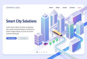 Vector landing page of smart city solutions